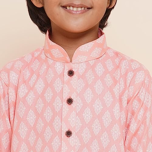 AJ DEZINES Boys Cotton Regular Fit Ethnic Wear Printed Pink Kurta (Only Kurta) (DUP_KURTA-K-3047-PINK-10), 10-11 Years - Image 5