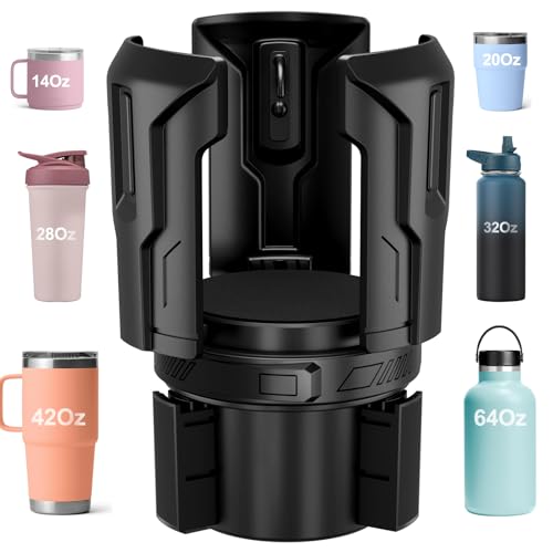 Zeyitian Cup Holder Expander Adjustable Holder Base AutoFit Hold One Button Open Car Cup Holder Expander for Yeti Hydro Flask Nalgene Owala Bottles in 26 48 Black 1 Pack - Image 1