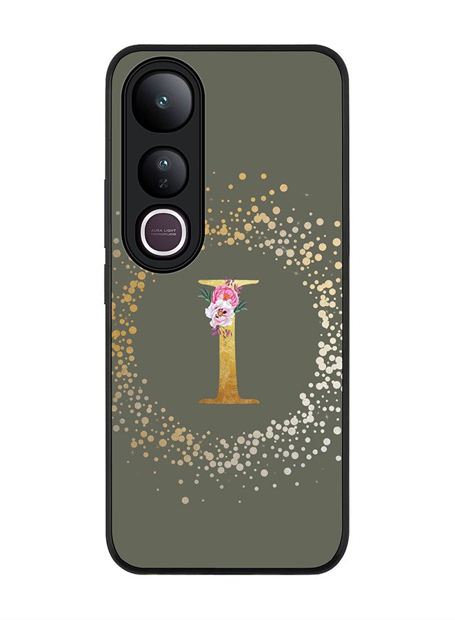 Stylizedd For vivo V50 Lite Case,Slim fit Camera Protection, Shockproof Thin Phone cover  - Custom Monogram Floral - I  (Olive Green )