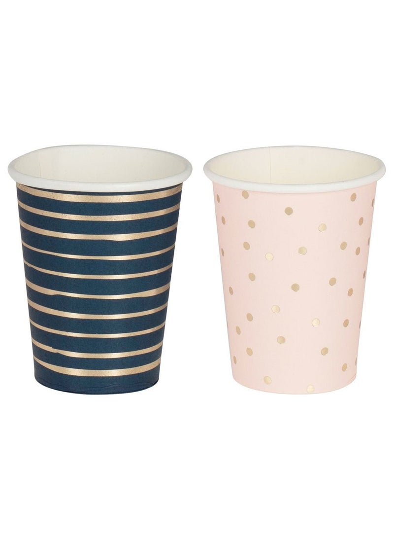 Ginger Ray Disposable Paper Cups Pastel Pink Blue 266ml 8-Pack - Image 1