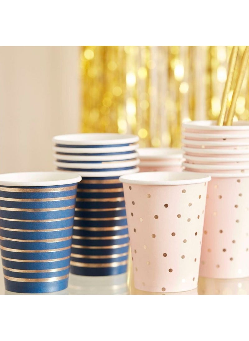 Ginger Ray Disposable Paper Cups Pastel Pink Blue 266ml 8-Pack - Image 2