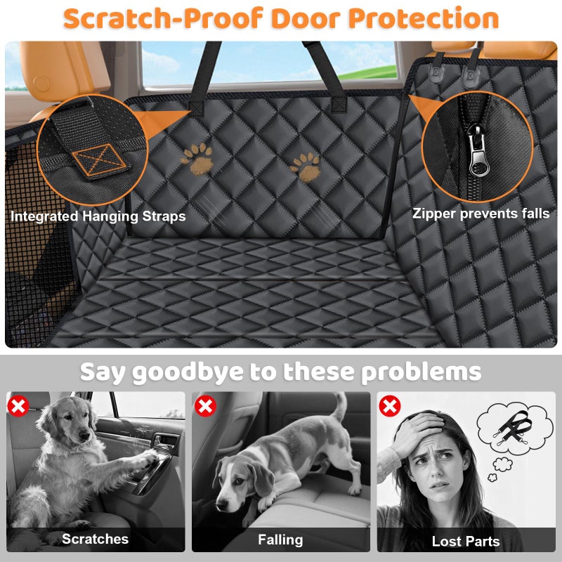 URPOWER XL Dog Backseat Extender for Full-Size Crew Cab Truck, Hard Bottom Dog Car Seat Cover for Back Seat Holds 400lbs, Waterproof Dog Hammock Pet Rear Seat Protector Travel Bed for F150 / Silverado - Image 4