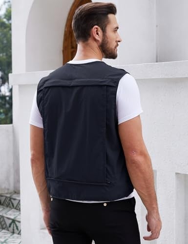Gihuo Men's Utility Fishing Vest Lightweight Outdoor Work Safari Travel Cargo Vest with Multi-Pockets (US, Alpha, Large, Regular, Regular, Navy) - Image 4