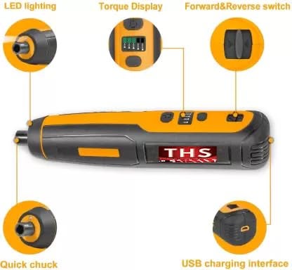 THS 4V Mini Screwdriver Set Electric Screwdriver Cordless Torque Setting LedLight 4V LithiumIon Cordless Screwdriver CSDLI0403 with Battery Charger - Image 3