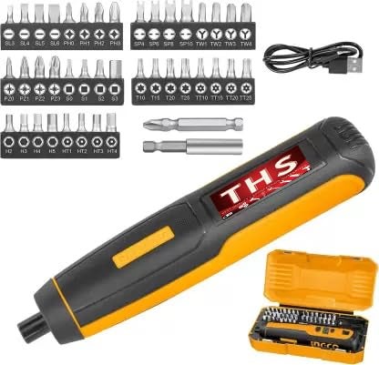 THS 4V Mini Screwdriver Set Electric Screwdriver Cordless Torque Setting LedLight 4V LithiumIon Cordless Screwdriver CSDLI0403 with Battery Charger - Image 1