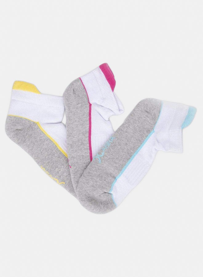 Carina Tri-Tone Cotton Ankle Socks - 3 Pairs