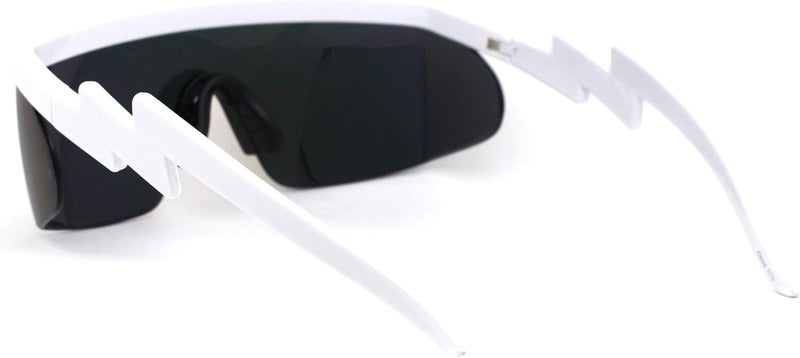 SA106 Flat Top Crooked Bolt Arm Goggle Style Color Mirror Shield 80s Sunglasses - Image 4