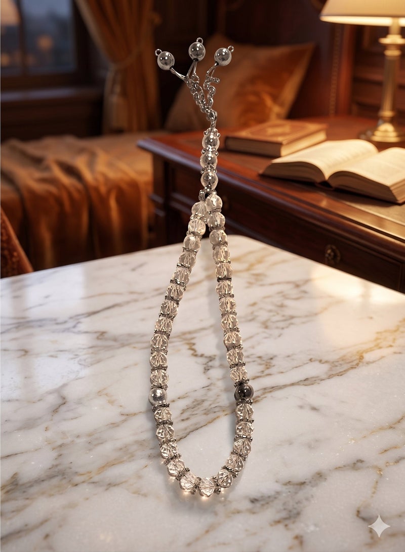 Multi Color Beaded Tasbih (Blue, Turquoise Gold, Transparent Silver, Black) Lightweight Elegant Prayer Beads - Image 2