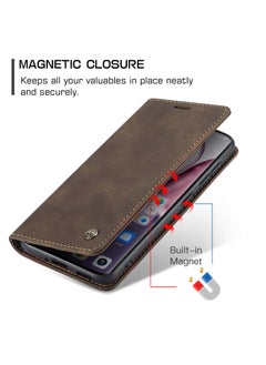 CaseMe Phone Case Luxury PU Leather Design 013 Flip Cover Card Slot Holder Cover For  Honor X9C / Honor x60 Pro (Coffe)  - Image 2