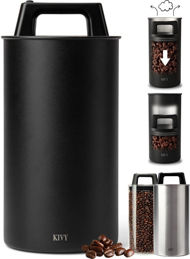 KIVY Vacuum Coffee Canister (Large) - Push Lid Preserves Aroma & Oil - Stainless Steel Airtight Canister - Container for Ground & Coffee Bean Storage - Removes Excess Air - Image 1