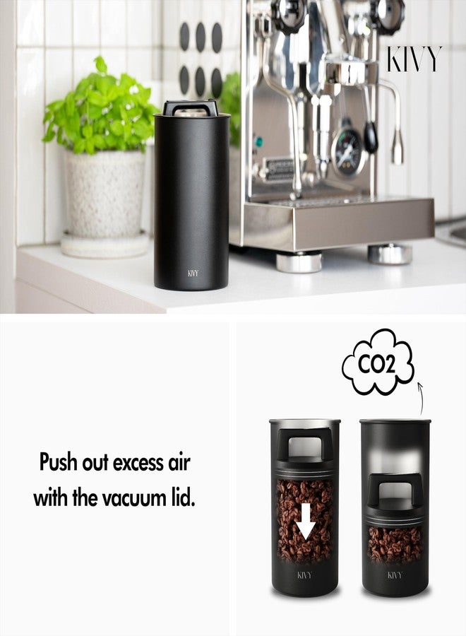 KIVY Vacuum Coffee Canister (Large) - Push Lid Preserves Aroma & Oil - Stainless Steel Airtight Canister - Container for Ground & Coffee Bean Storage - Removes Excess Air - Image 2