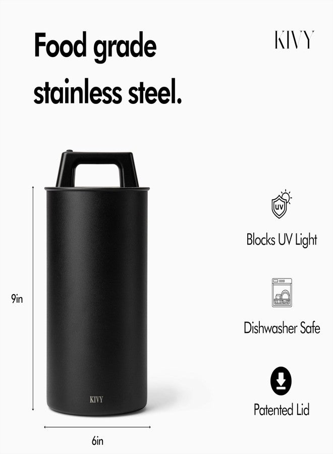 KIVY Vacuum Coffee Canister (Large) - Push Lid Preserves Aroma & Oil - Stainless Steel Airtight Canister - Container for Ground & Coffee Bean Storage - Removes Excess Air - Image 5