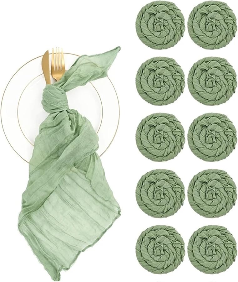 مناديل الكتان باللون الأخضر المريمية 40 قطعة 50x50 سم ديكور طاولة عشاء زفاف بوهو - Image 1