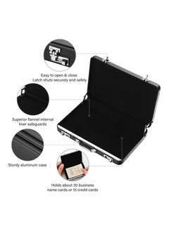 Y&D Business Card Holder Suitcase Aluminum Case with Waterproof Pocket Credit for Men Organizer ID Cards(Black) 2 Pcs  - Image 2
