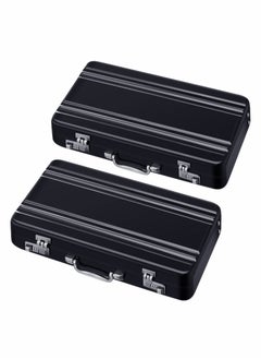 Y&D Business Card Holder Suitcase Aluminum Case with Waterproof Pocket Credit for Men Organizer ID Cards(Black) 2 Pcs  - Image 1