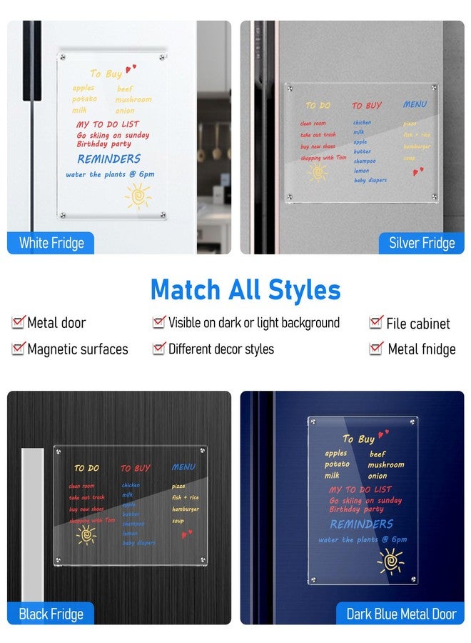 bamandan Clear Acrylic Magnetic Dry Erase Board for Fridge,12"x8" Magnetic Whiteboard for Fridge, Magnet Weekly Planner Calendar for Refrigerator Includes 6 Colors Markers - Image 4