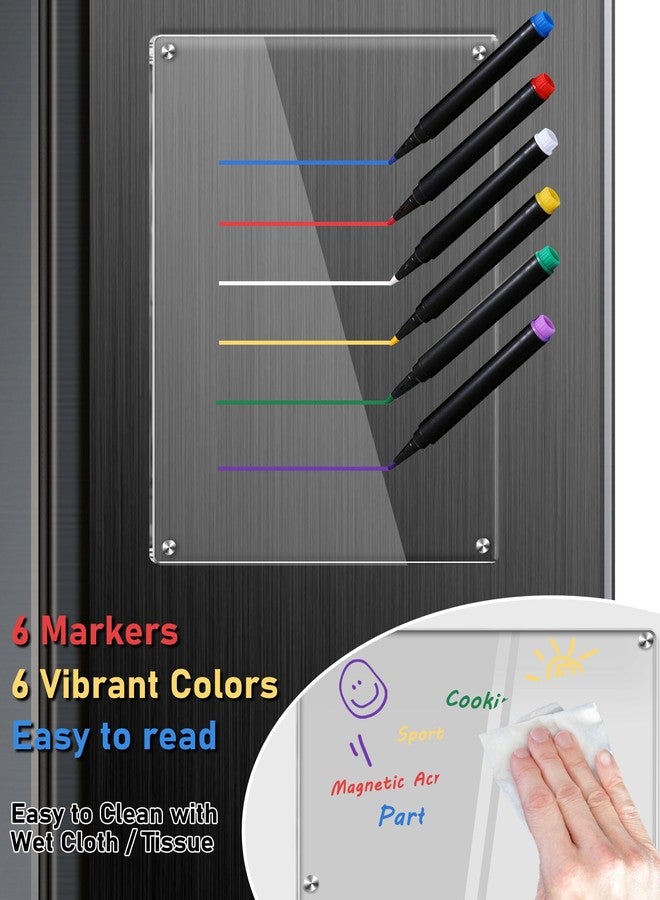 bamandan Clear Acrylic Magnetic Dry Erase Board for Fridge,12"x8" Magnetic Whiteboard for Fridge, Magnet Weekly Planner Calendar for Refrigerator Includes 6 Colors Markers - Image 5