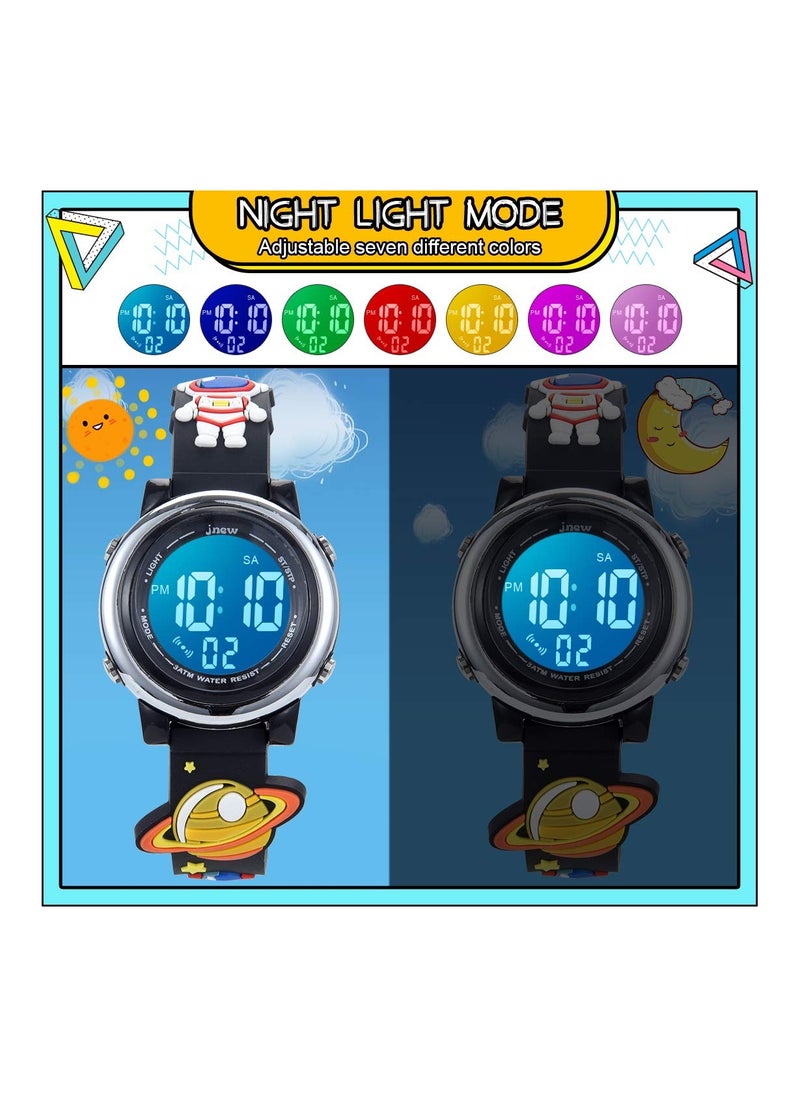 SYOSI - Kids Digital Luminous Watches for Girls Boys 3D Cartoon 7 Color Lights Waterproof Sport Outdoor LED Electronic Wrist Watch with Alarm Stopwatch Wristwatch 3 to 12 Years Children - Image 1