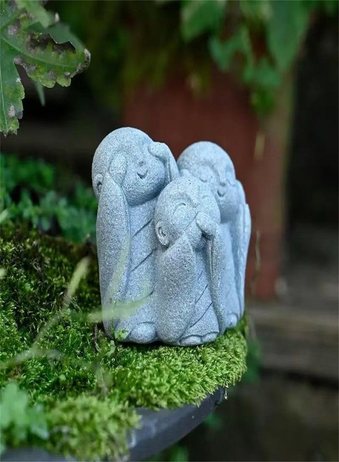 livelyfish Japanese Aquarium Monk Statue Zen Buddha Statues Asian Sandstone Sculpture for Wealth Good Luck Home Fish Tank Decor, F - Image 5