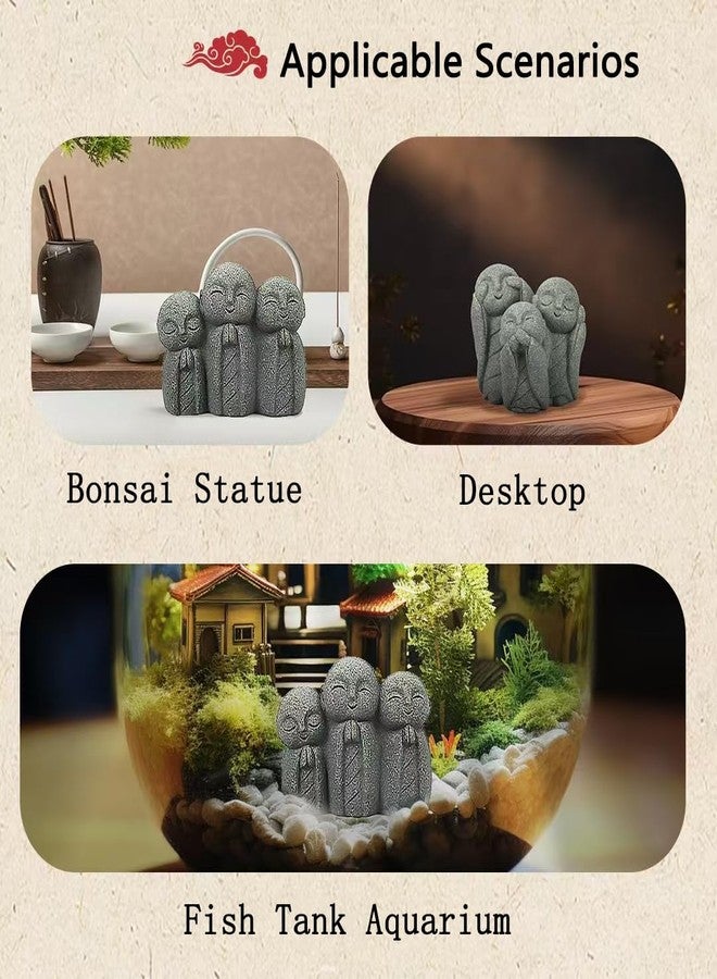livelyfish Japanese Aquarium Monk Statue Zen Buddha Statues Asian Sandstone Sculpture for Wealth Good Luck Home Fish Tank Decor, F - Image 4