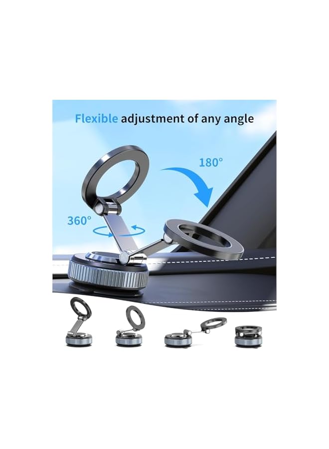S-TOP Upgraded Magnetic Phone Stand for Car, 360° Rotatable Phone Holder for MagSafe, Strong Magnet, Foldable Car Mount with Vacuum Suction Cup, Mini Car Stand with Magnetic Ring for all Smartphone - Image 3