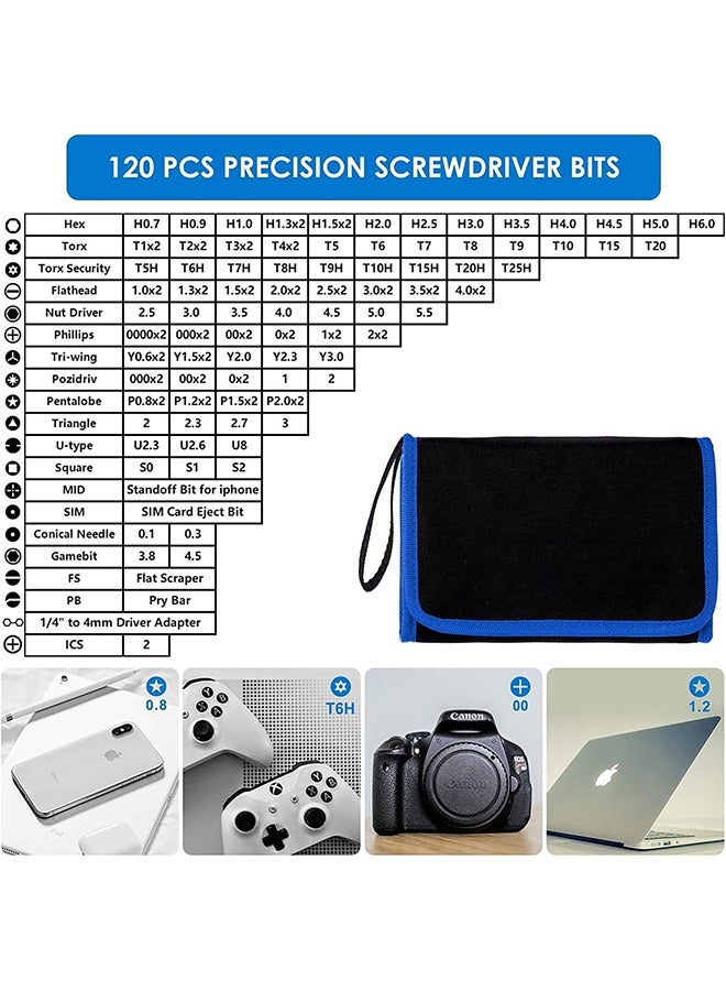 Mini Precision Screwdriver Set,142-Piece Electronics Screwdriver with 120 Bits Magnetic Repair Tool Kit Tool Set for iPhone, MacBook, Computer, Laptop PC Accessories, PS4, Xbox, Nintendo - Image 2