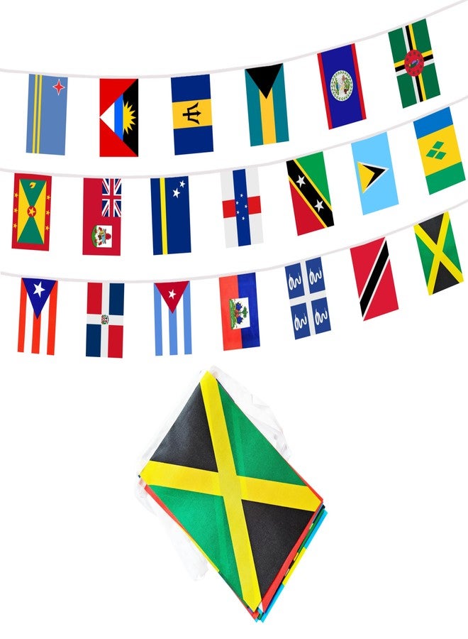BCLin Caribbean 20 Countries Banner Flag String, 20 International Country Mini Flag Small Banner for Classroom, Party, Shops and Bars Decorations, Outdoor Decorations, Indoor Decorations (1 Pack) - Image 1