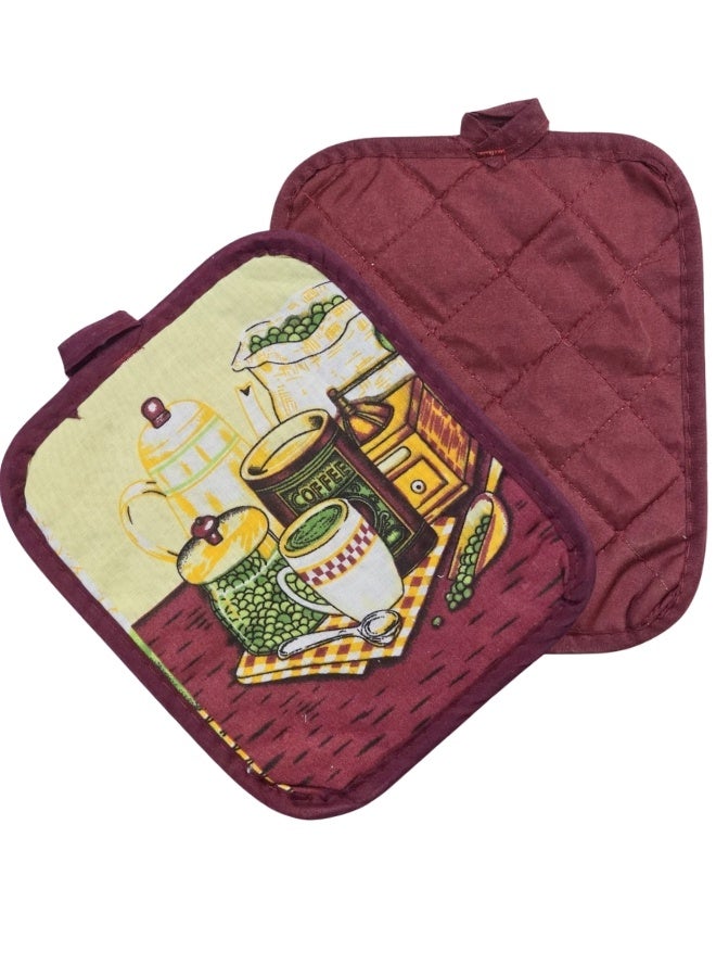 2-Piece Fabric Kitchen Pot Holders Heat Resistant for Hot Pots & Dishes – Cloth Oven Mitt Pads for Safe Handling of Cookware, Baking Trays & Hot Plates – Soft Insulated Kitchen Hand Protectors for Cooking, Baking, Serving & Daily Kitchen Use 20X17Cm - Image 3