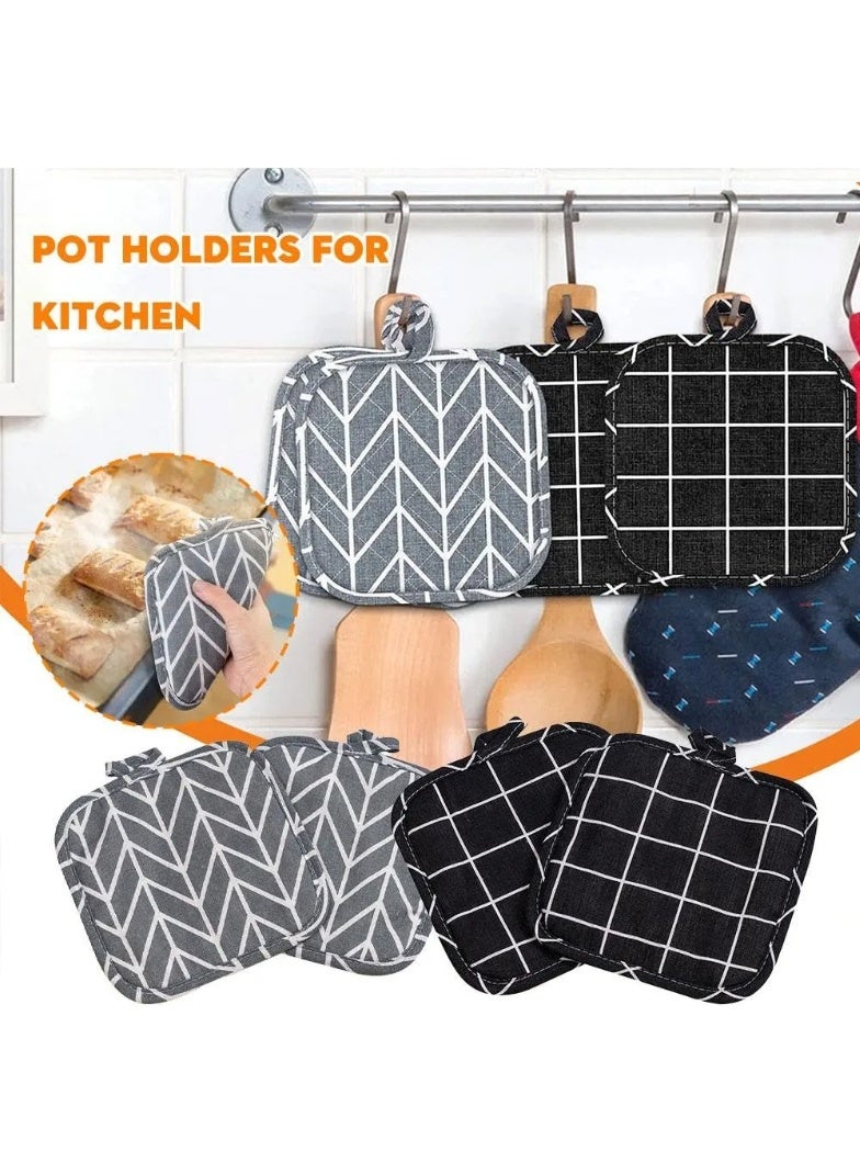 2-Piece Fabric Kitchen Pot Holders Heat Resistant for Hot Pots & Dishes – Cloth Oven Mitt Pads for Safe Handling of Cookware, Baking Trays & Hot Plates – Soft Insulated Kitchen Hand Protectors for Cooking, Baking, Serving & Daily Kitchen Use 20X17Cm - Image 5