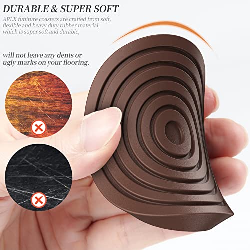 ARLX Furniture Coasters Caster Cups Furniture Leg Protectors 2.5 Inch 4pcs Brown Rubber Pads no Slip - for Hardwood Floors - Image 2