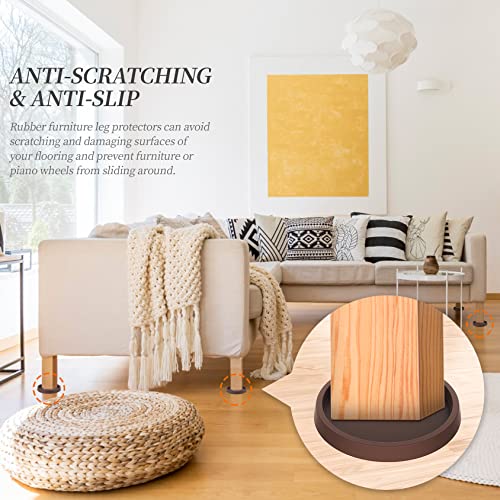 ARLX Furniture Coasters Caster Cups Furniture Leg Protectors 2.5 Inch 4pcs Brown Rubber Pads no Slip - for Hardwood Floors - Image 4