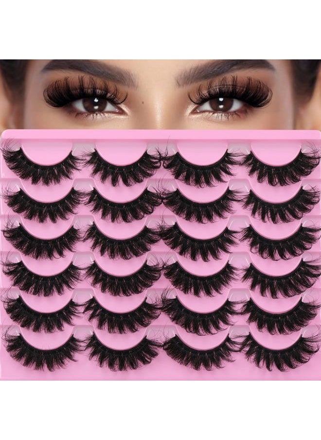Yawamica - Lashes Fluffy Russian Strip Mink Lashes 18mm D Curl 12 Pairs Wispy Fake Eyelashes Natural Extension Fox Eye Lashes Pack by Yawamica - Image 1