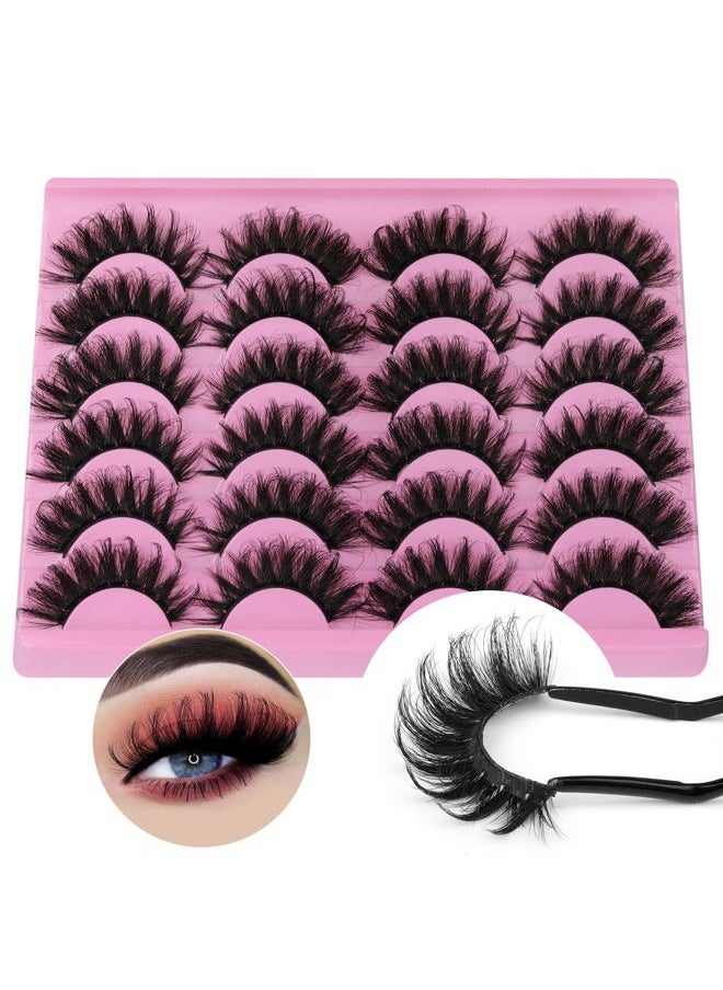 Yawamica - Lashes Fluffy Russian Strip Mink Lashes 18mm D Curl 12 Pairs Wispy Fake Eyelashes Natural Extension Fox Eye Lashes Pack by Yawamica - Image 1