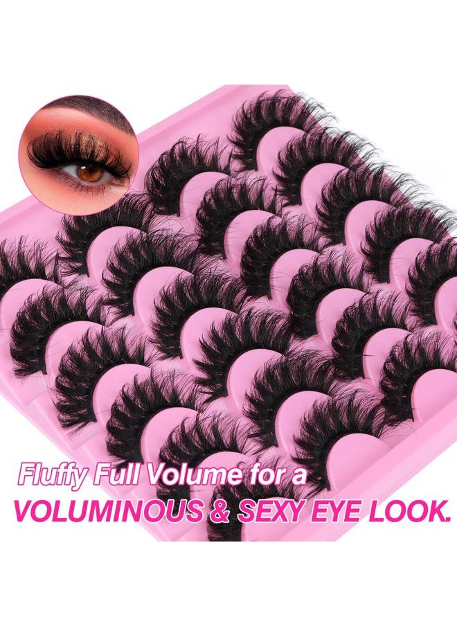 Yawamica - Lashes Fluffy Russian Strip Mink Lashes 18mm D Curl 12 Pairs Wispy Fake Eyelashes Natural Extension Fox Eye Lashes Pack by Yawamica - Image 1