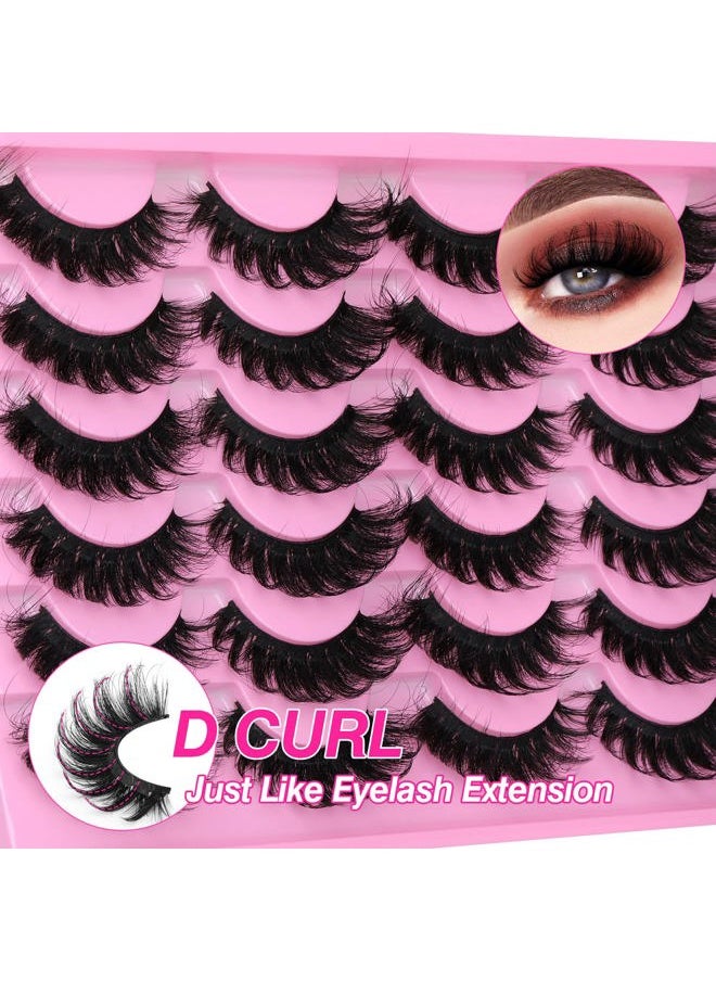 Yawamica - Lashes Fluffy Russian Strip Mink Lashes 18mm D Curl 12 Pairs Wispy Fake Eyelashes Natural Extension Fox Eye Lashes Pack by Yawamica - Image 1
