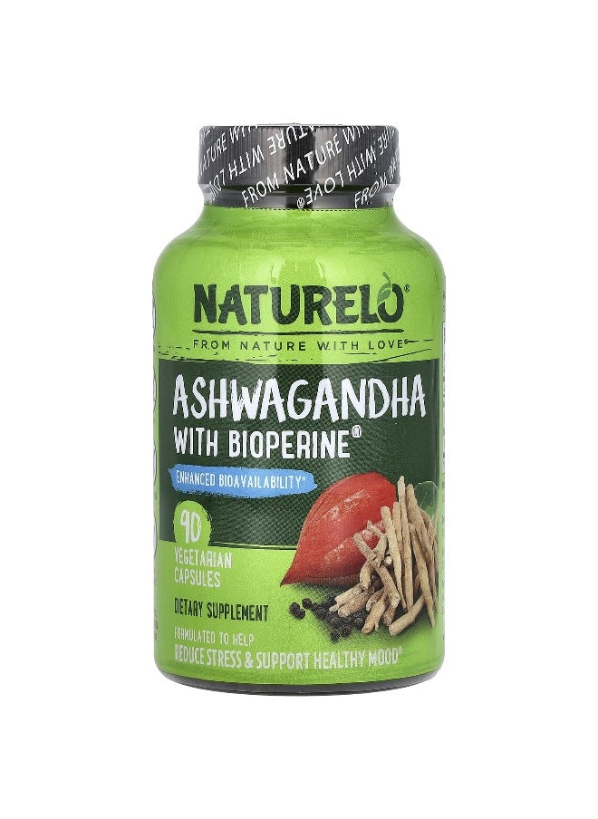 NATURELO NATURELO, Ashwagandha With BioPerine®, 90 Vegetarian Capsules  - Image 1