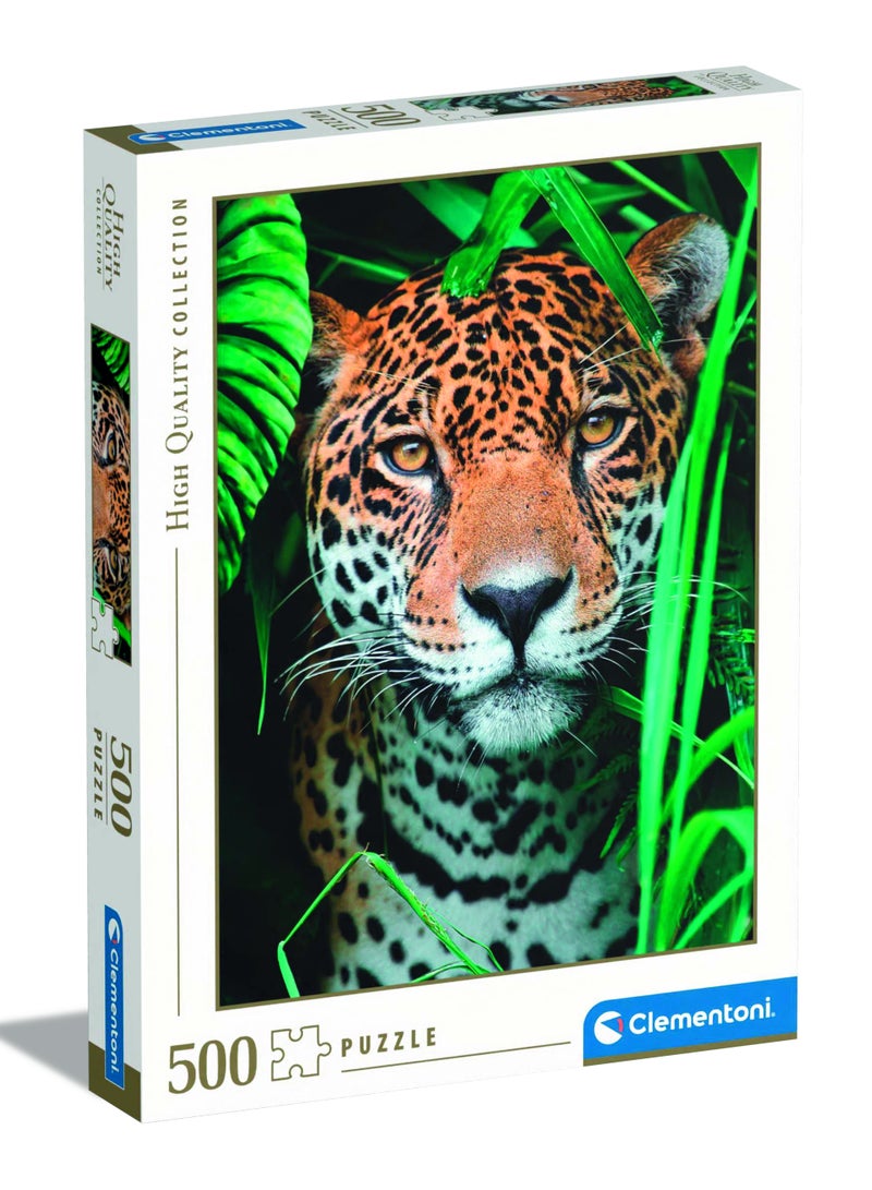 Clementoni Puzzle HQC Jaguar in the Jungle 500 Pieces | Jigsaw Puzzle | Children's Puzzle | Kids & Adults Puzzle | Preschool Learning Toys | Develops Problem Solving Skills | Stress Reliever Toy | Made in Italy - Image 1