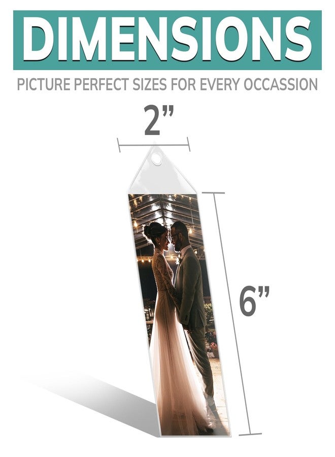 pbf PHOTO BOOTH FRAMES Photo Booth Frames - 50 Premium Vinyl Photo Booth Bookmark Sleeves 2 1/4 X 6 1/4 for Wedding 2x6 inch Photo Booth Sleeve - Image 2