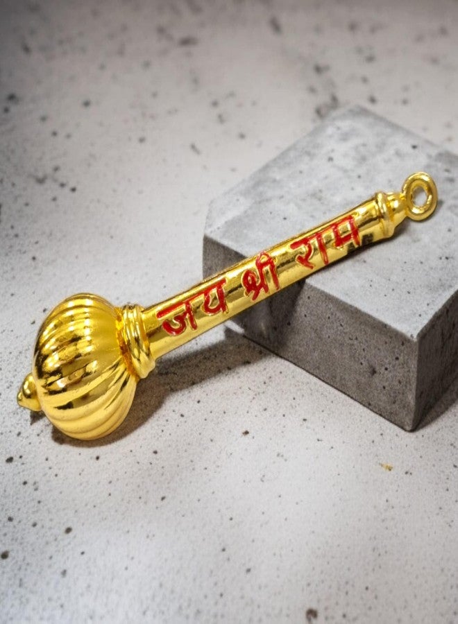 ريانز RIANZ® Lord Shree Hanuman Ji Gada مع Jai Shree Ram Engraving Idol لديكور المنزل والمكتب لغرفة Mandir Pooja، Bajrangbali Sankat Mochan God Idol للوحة قيادة السيارة (ذهبي - معدني) - Image 1