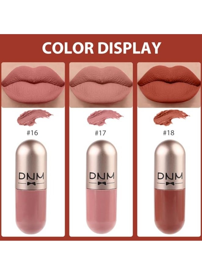 DNM Beauty 3Pcs Mini Pills Liquid Matte Lipstick Capsule Set for Women Mauve Nude Pink beige Lip stick Stain Long Lasting Waterproof  color 06 - Image 3