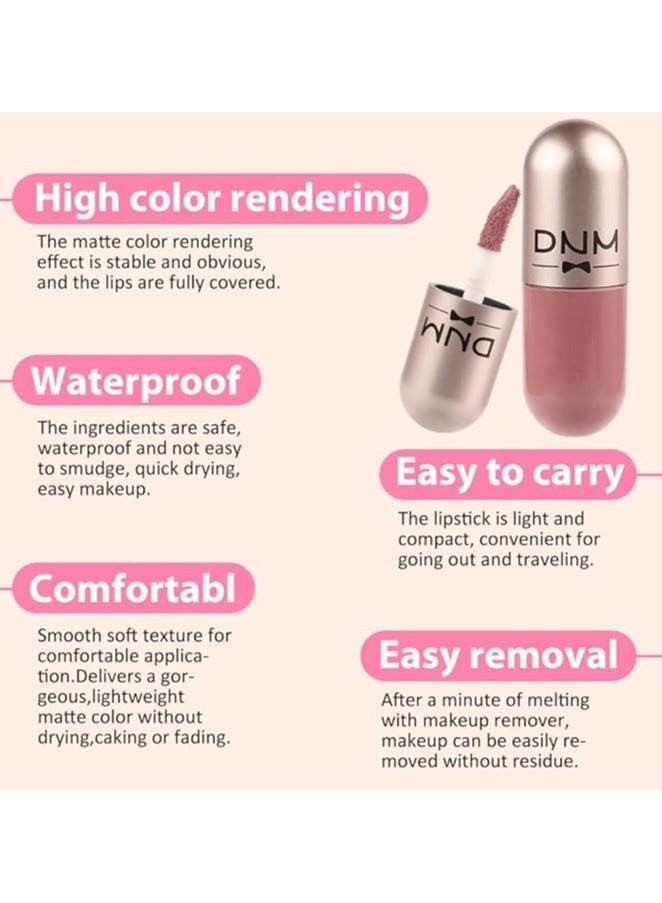DNM Beauty 3Pcs Mini Pills Liquid Matte Lipstick Capsule Set for Women Mauve Nude Pink beige Lip stick Stain Long Lasting Waterproof  color 06 - Image 2