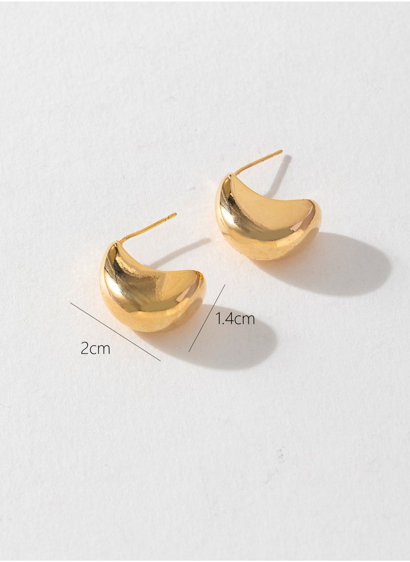 Generic 1 Pairs Gold Hoop Earrings Set for Women Trendy Chunky Gold Hoops 14K Real Gold Plated Small Huggie Earrings for Sensitive Ears Hypoallergenic Jelwery for Gifts  - Image 1