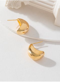 Generic 1 Pairs Gold Hoop Earrings Set for Women Trendy Chunky Gold Hoops 14K Real Gold Plated Small Huggie Earrings for Sensitive Ears Hypoallergenic Jelwery for Gifts  - Image 2