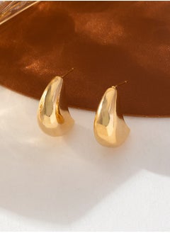 Generic 1 Pairs Gold Hoop Earrings Set for Women Trendy Chunky Gold Hoops 14K Real Gold Plated Small Huggie Earrings for Sensitive Ears Hypoallergenic Jelwery for Gifts  - Image 4