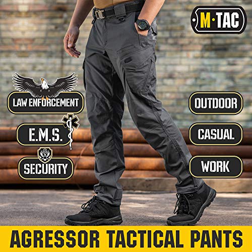 M-Tac Aggressor Flex Tactical Cargo Pants for Men – Durable Rip-Stop Cargo Work Trousers with Reinforced Knees, Stretch Fit and Outdoor Comfort (Dark Grey, 34/34) - Image 2