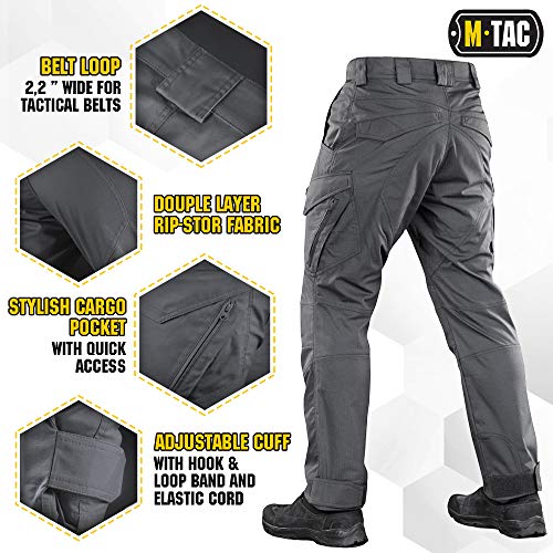 M-Tac Aggressor Flex Tactical Cargo Pants for Men – Durable Rip-Stop Cargo Work Trousers with Reinforced Knees, Stretch Fit and Outdoor Comfort (Dark Grey, 34/34) - Image 4