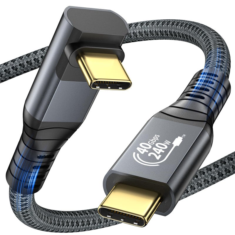 LEIRUI Certified USB4 Cable for Thunderbolt 4 Cable 40Gbps Down Angle USB C Data Transfer Cable 90 Degree 8K60Hz Video 240W PD Fast Charging for iPhone 1617Steam DeckUSB C MonitorSSDMacBook 165FT - Image 2
