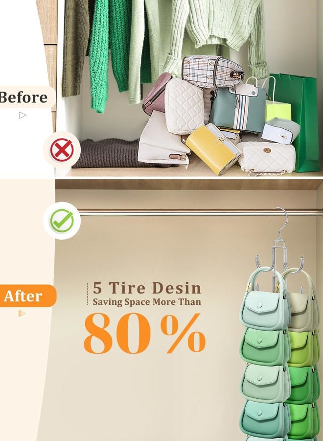 Myfolrena Purse Hanger For Closet, 360 Degree Organizer With 10 Hooks Bag Handbag Hanging, Durable Display Rack Space-Saving Women - Image 2