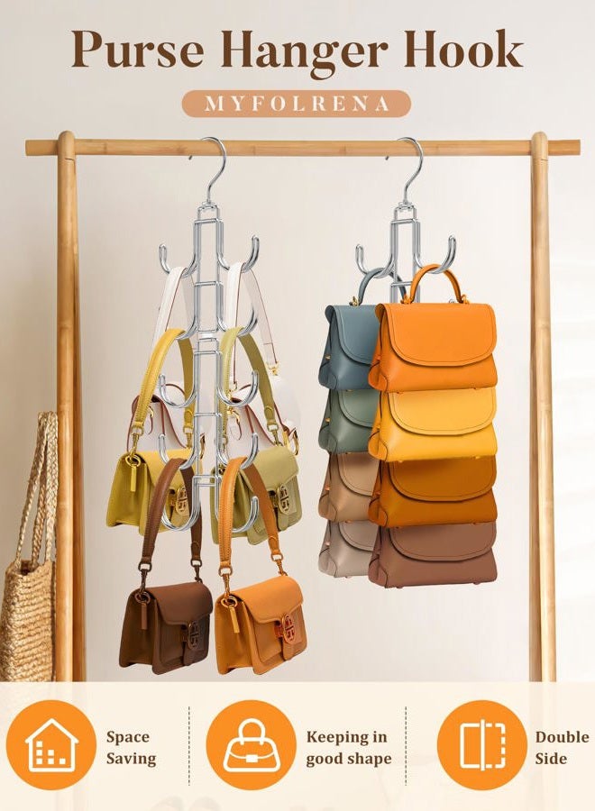 Myfolrena Purse Hanger For Closet, 360 Degree Organizer With 10 Hooks Bag Handbag Hanging, Durable Display Rack Space-Saving Women - Image 3