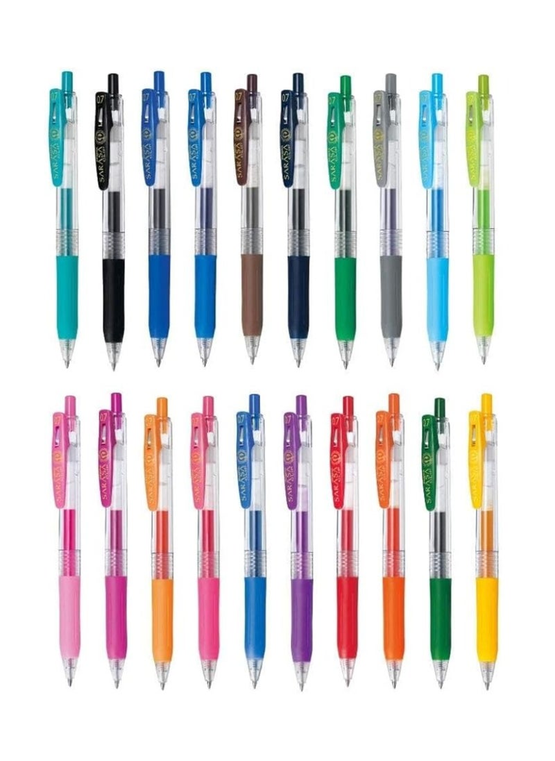 ZEBRA Sarasa Clip Gel Ink Ballpoint Pen, 0.7 mm 20-Pieces, Assorted Ink Colour  - Image 1